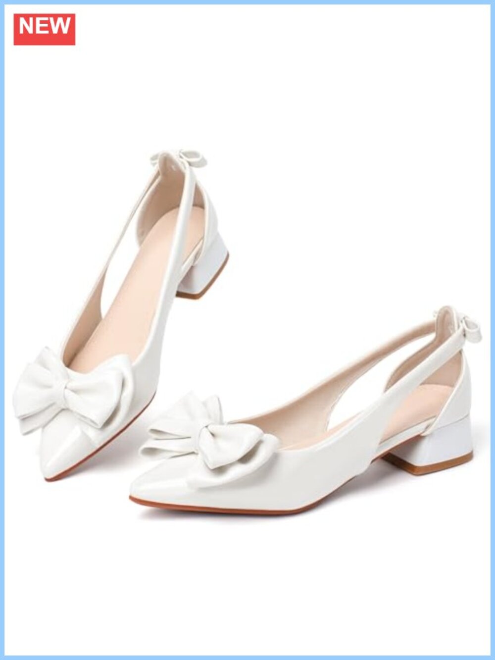 Women's Patent Leather Slingback Low Block Heel Square Toe Pumps Office Dressy